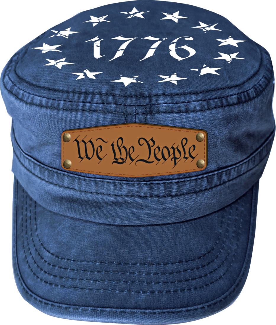 1776 Military Cap – “We The People” | Adjustable Washed Cotton Hat | Unique Design (U.S. Patent Pending)