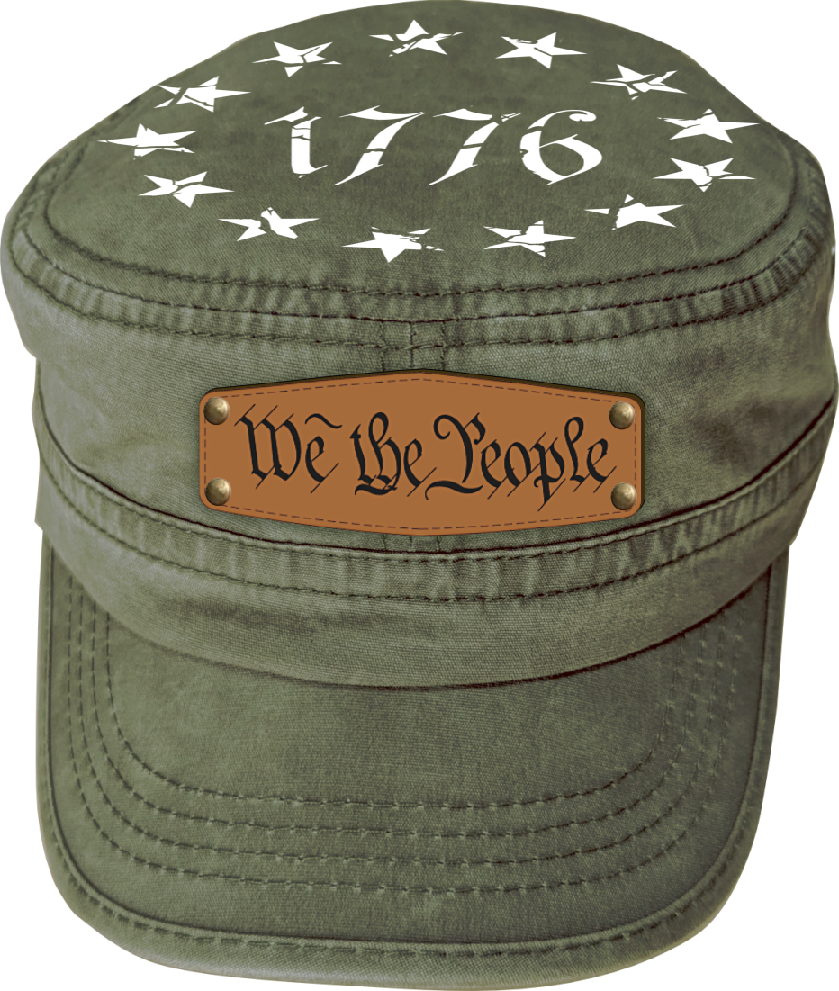 1776 Military Cap – “We The People” | Adjustable Washed Cotton Hat | Unique Design (U.S. Patent Pending)
