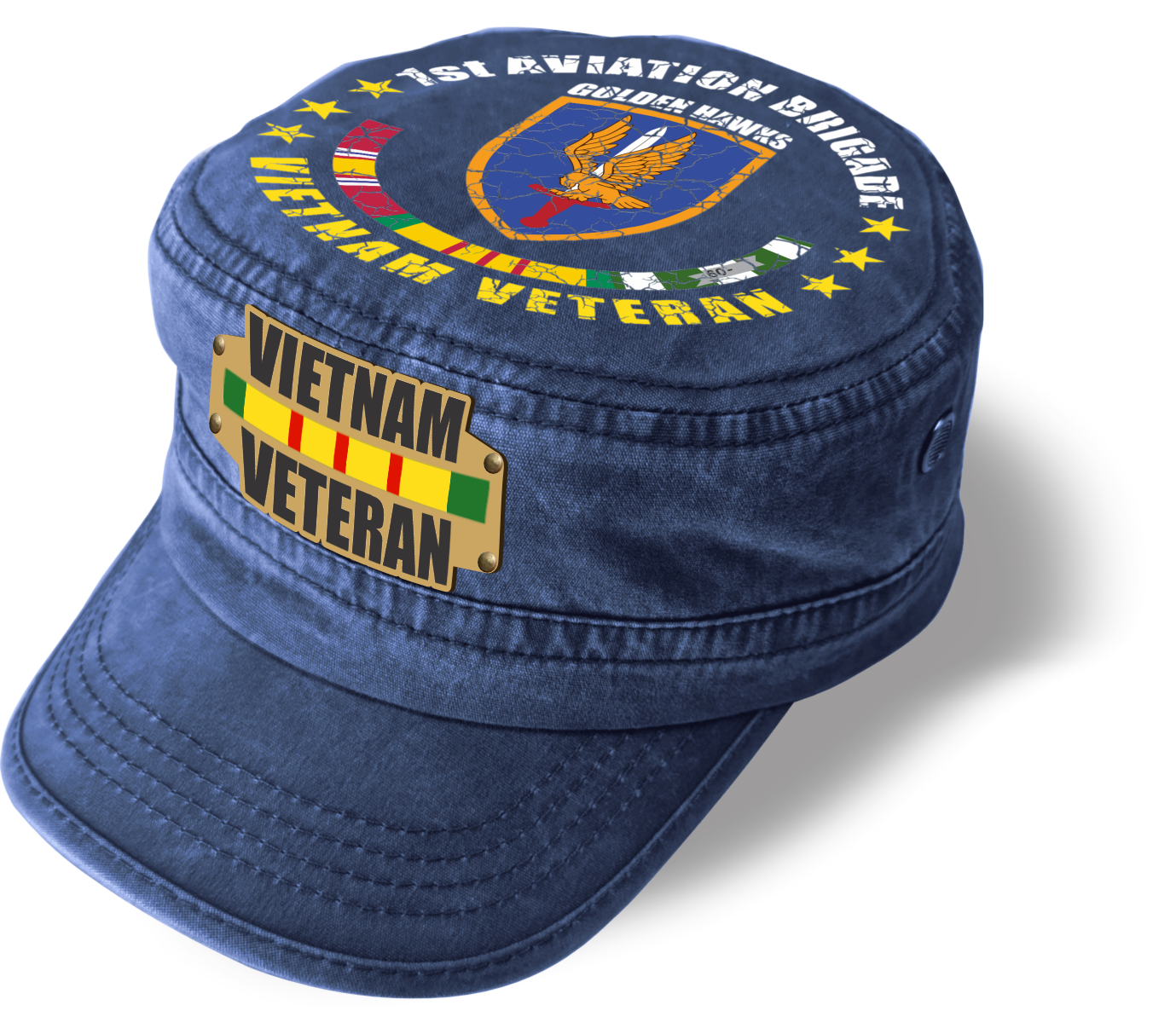 Vietnam Veteran Military Cap - 1st Aviation Brigade | Adjustable Washed Cotton Hat | Unique Design (U.S. Patent Pending)
