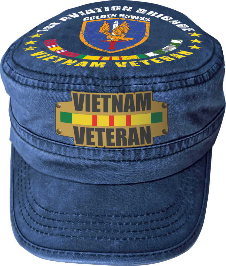 Vietnam Veteran Military Cap - 1st Aviation Brigade | Adjustable Washed Cotton Hat | Unique Design (U.S. Patent Pending)