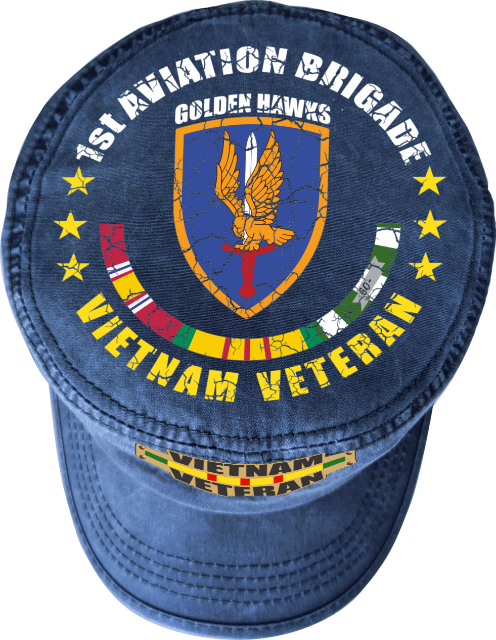 Vietnam Veteran Military Cap - 1st Aviation Brigade | Adjustable Washed Cotton Hat | Unique Design (U.S. Patent Pending)
