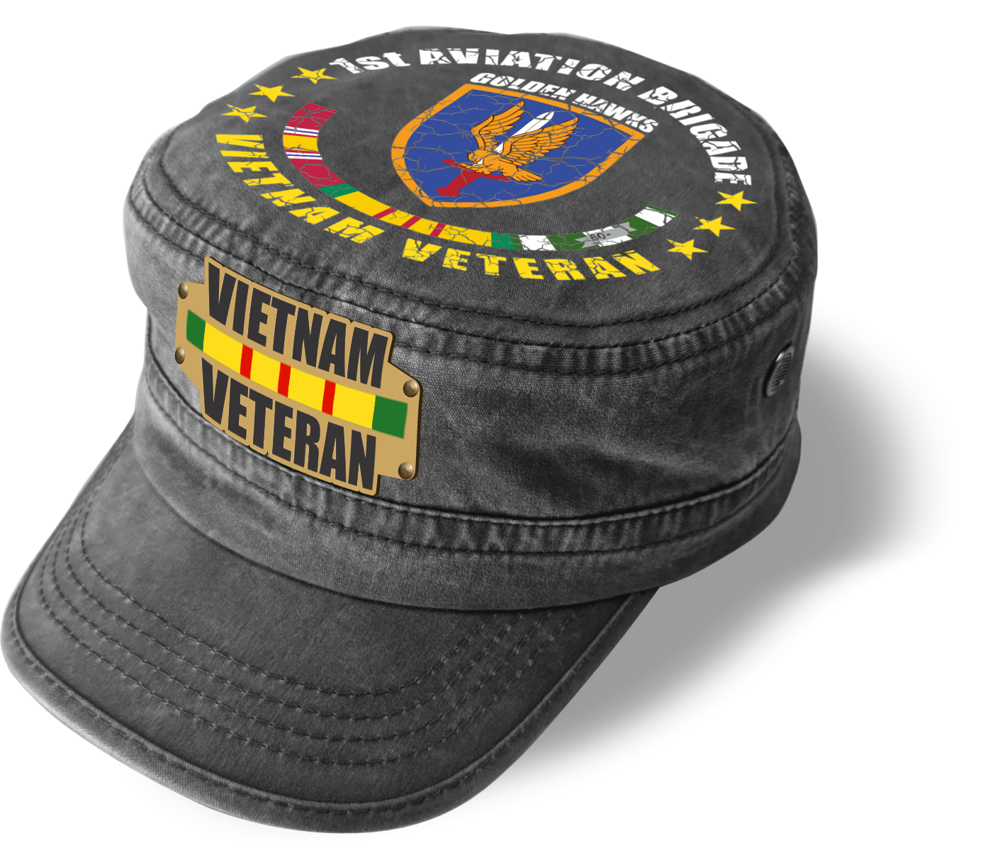 Vietnam Veteran Military Cap - 1st Aviation Brigade | Adjustable Washed Cotton Hat | Unique Design (U.S. Patent Pending)