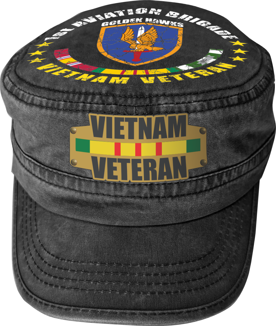 Vietnam Veteran Military Cap - 1st Aviation Brigade | Adjustable Washed Cotton Hat | Unique Design (U.S. Patent Pending)