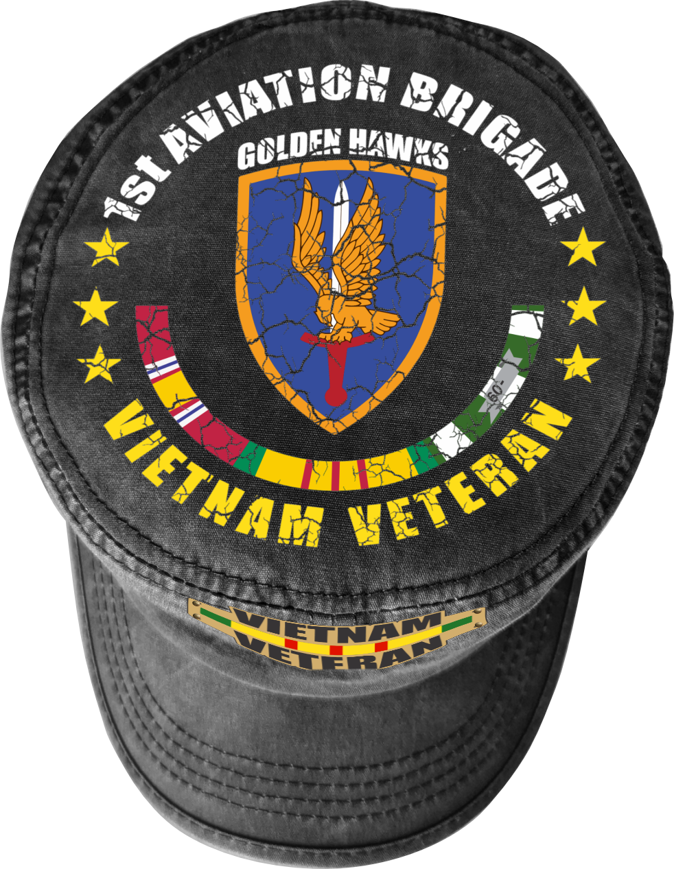 Vietnam Veteran Military Cap - 1st Aviation Brigade | Adjustable Washed Cotton Hat | Unique Design (U.S. Patent Pending)