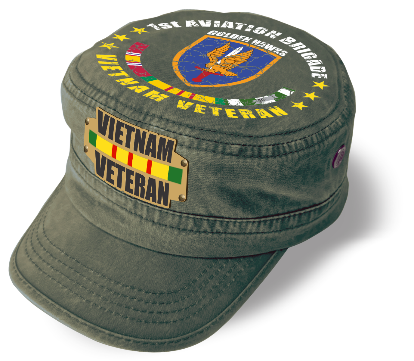 Vietnam Veteran Military Cap - 1st Aviation Brigade | Adjustable Washed Cotton Hat | Unique Design (U.S. Patent Pending)