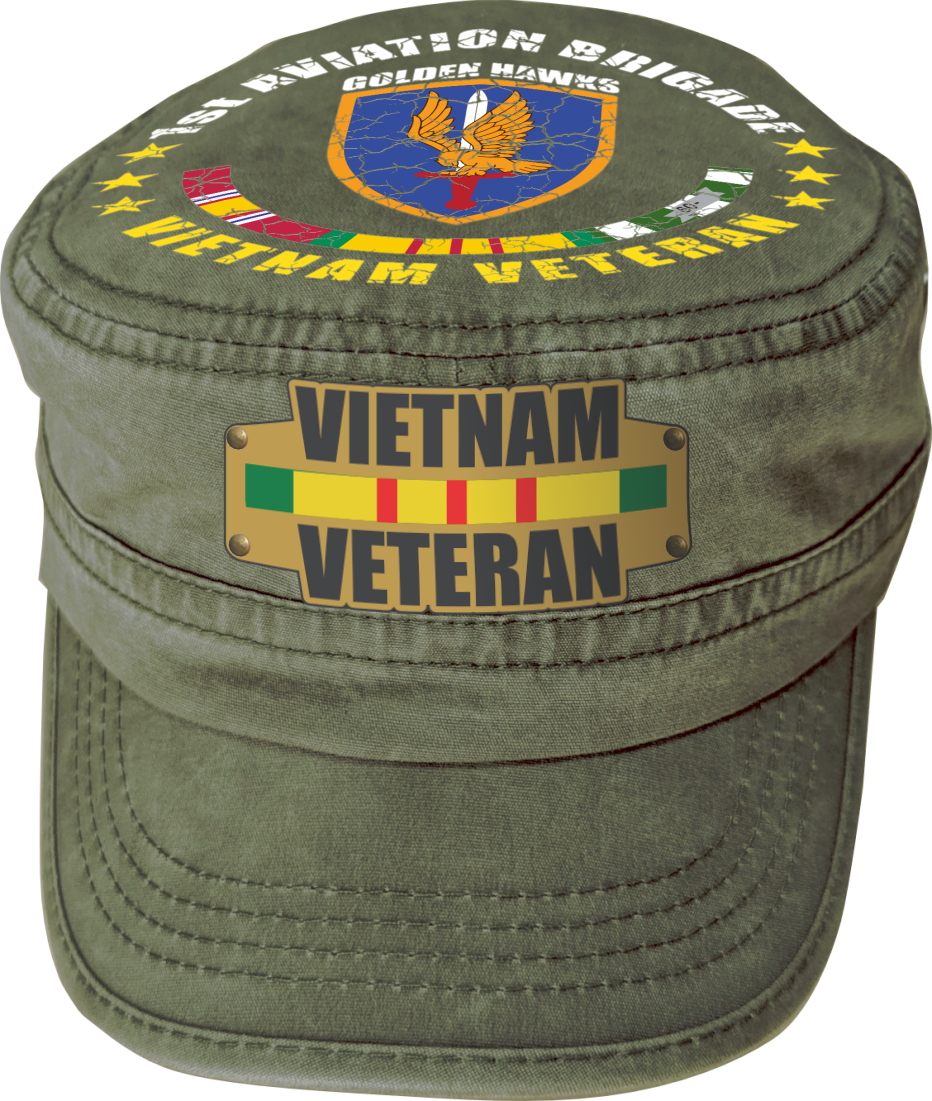 Vietnam Veteran Military Cap - 1st Aviation Brigade | Adjustable Washed Cotton Hat | Unique Design (U.S. Patent Pending)