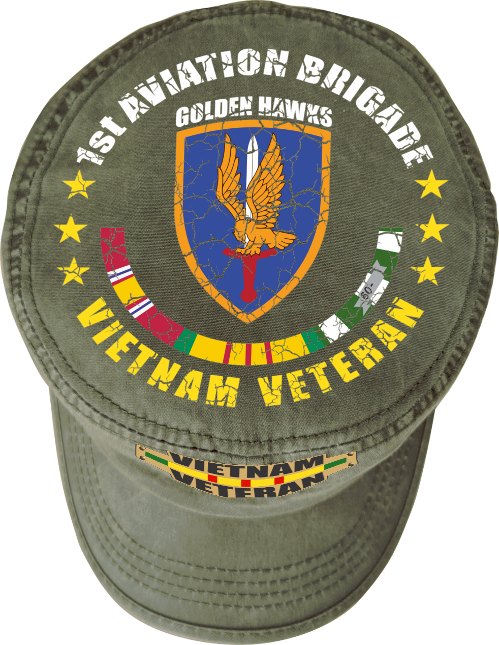 Vietnam Veteran Military Cap - 1st Aviation Brigade | Adjustable Washed Cotton Hat | Unique Design (U.S. Patent Pending)