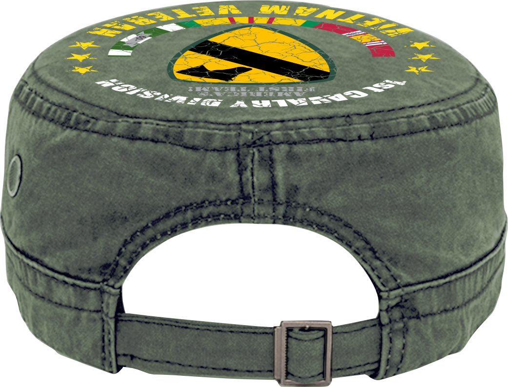 Vietnam Veteran Military Cap - 1st Cavalry Division | Adjustable Washed Cotton Hat | Unique Design (U.S. Patent Pending)