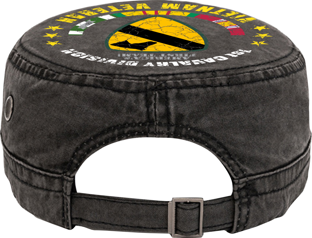 Vietnam Veteran Military Cap - 1st Cavalry Division | Adjustable Washed Cotton Hat | Unique Design (U.S. Patent Pending)