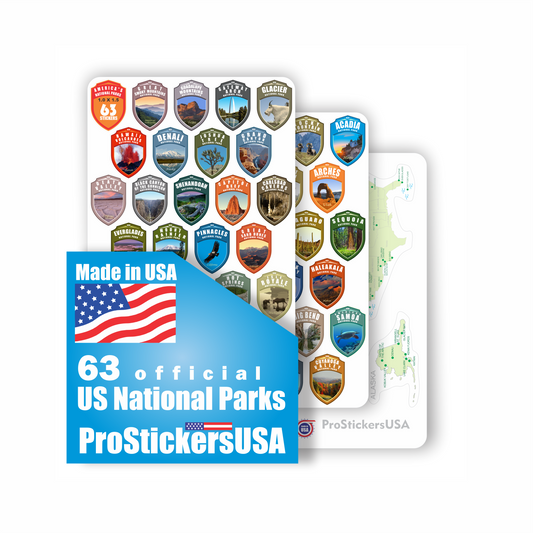 1 x 1.5 inch. US Stickers Set All National Parks