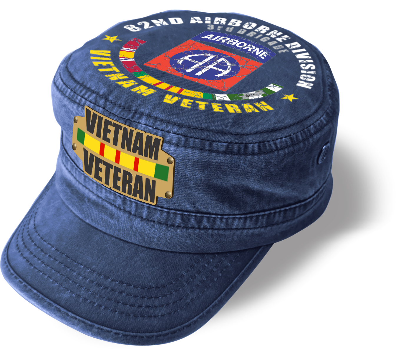 Vietnam Veteran Military Cap - 82nd Airborne Division | Adjustable Washed Cotton Hat | Unique Design (U.S. Patent Pending)
