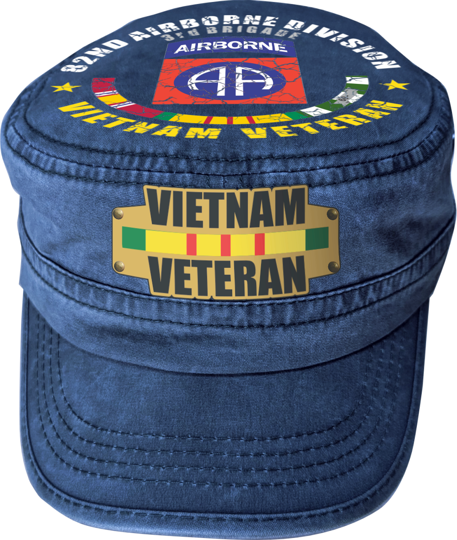 Vietnam Veteran Military Cap - 82nd Airborne Division | Adjustable Washed Cotton Hat | Unique Design (U.S. Patent Pending)
