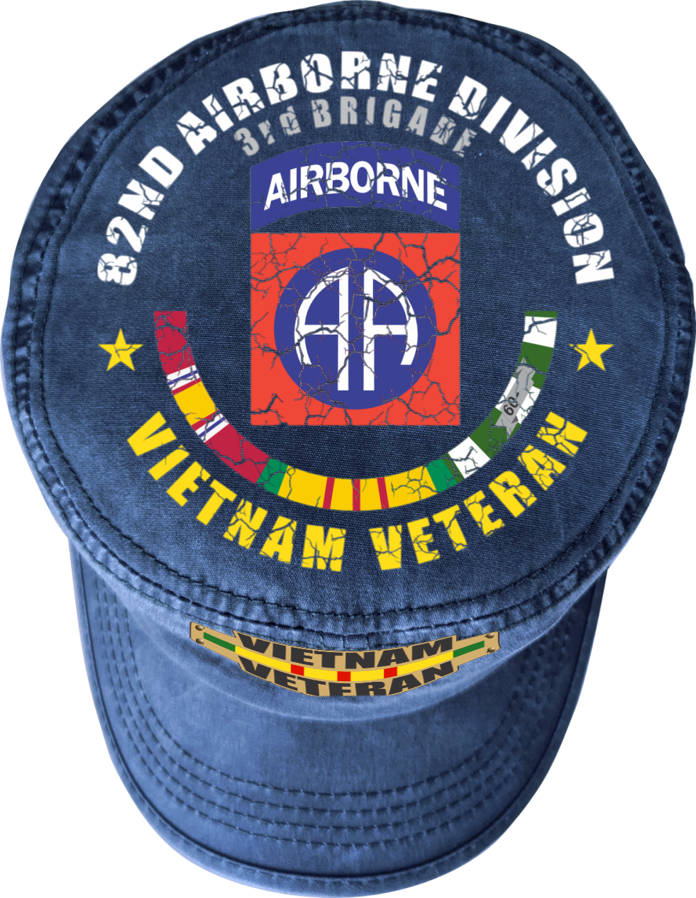 Vietnam Veteran Military Cap - 82nd Airborne Division | Adjustable Washed Cotton Hat | Unique Design (U.S. Patent Pending)