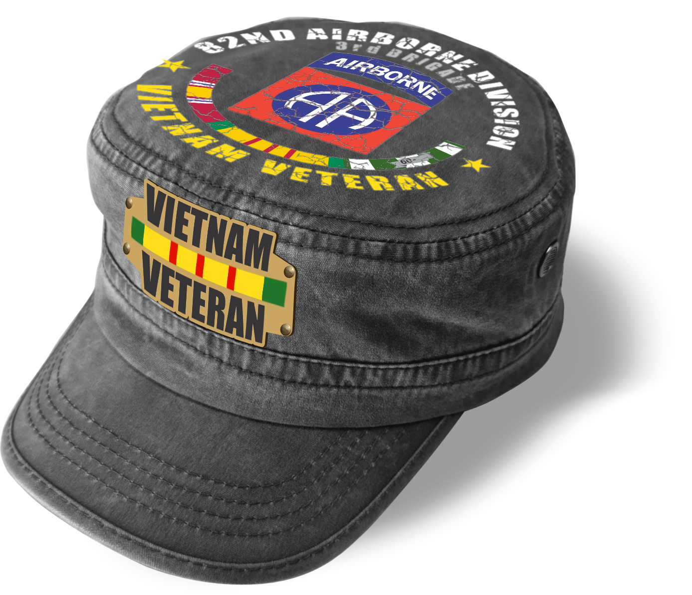 Vietnam Veteran Military Cap - 82nd Airborne Division | Adjustable Washed Cotton Hat | Unique Design (U.S. Patent Pending)