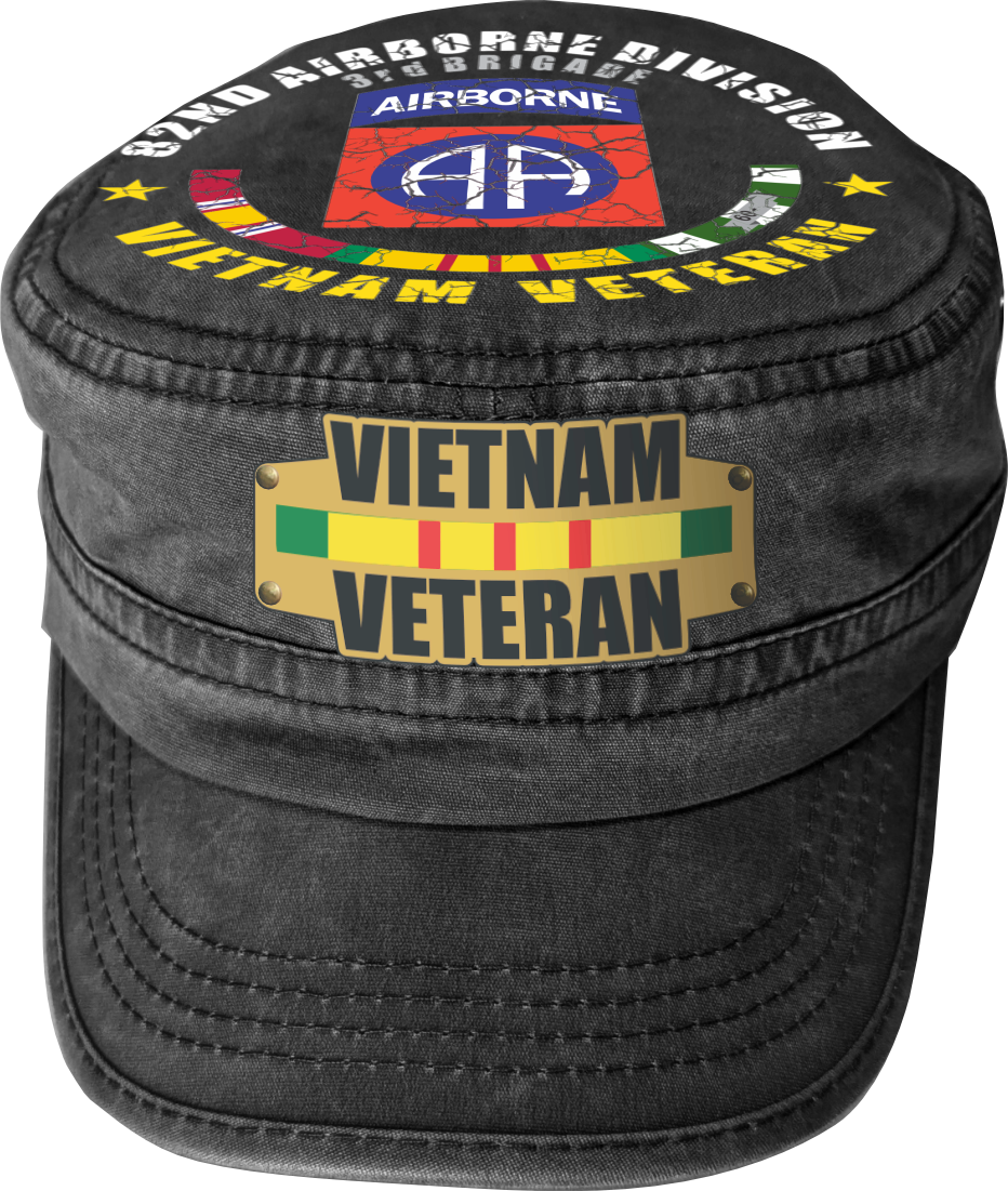Vietnam Veteran Military Cap - 82nd Airborne Division | Adjustable Washed Cotton Hat | Unique Design (U.S. Patent Pending)