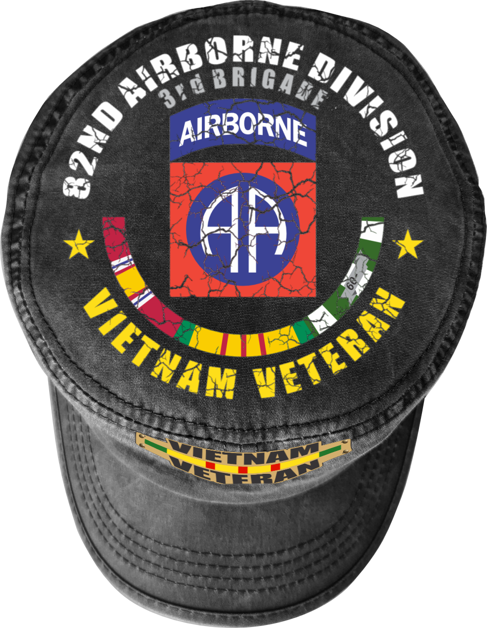 Vietnam Veteran Military Cap - 82nd Airborne Division | Adjustable Washed Cotton Hat | Unique Design (U.S. Patent Pending)