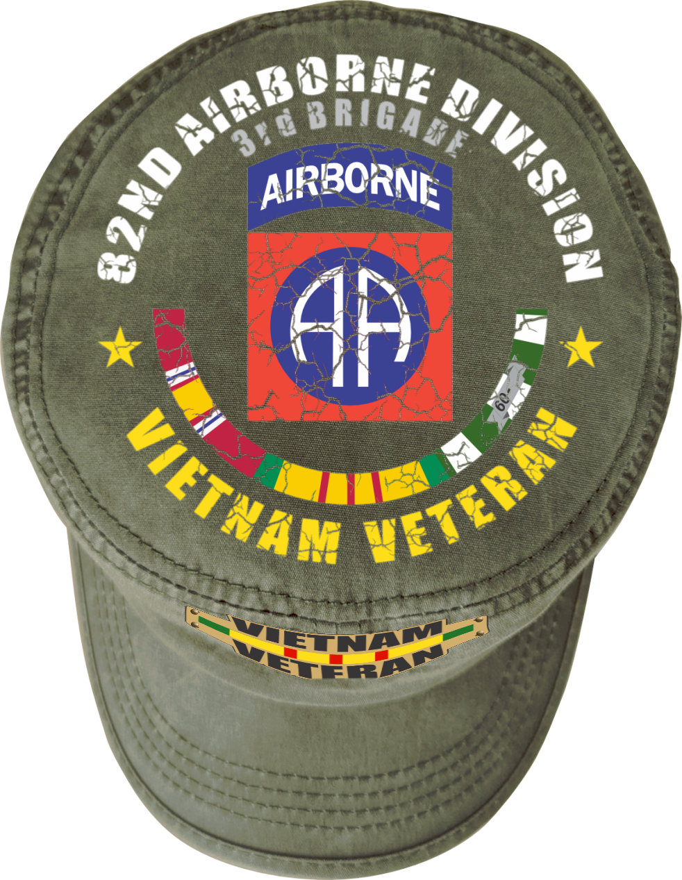 Vietnam Veteran Military Cap - 82nd Airborne Division | Adjustable Washed Cotton Hat | Unique Design (U.S. Patent Pending)