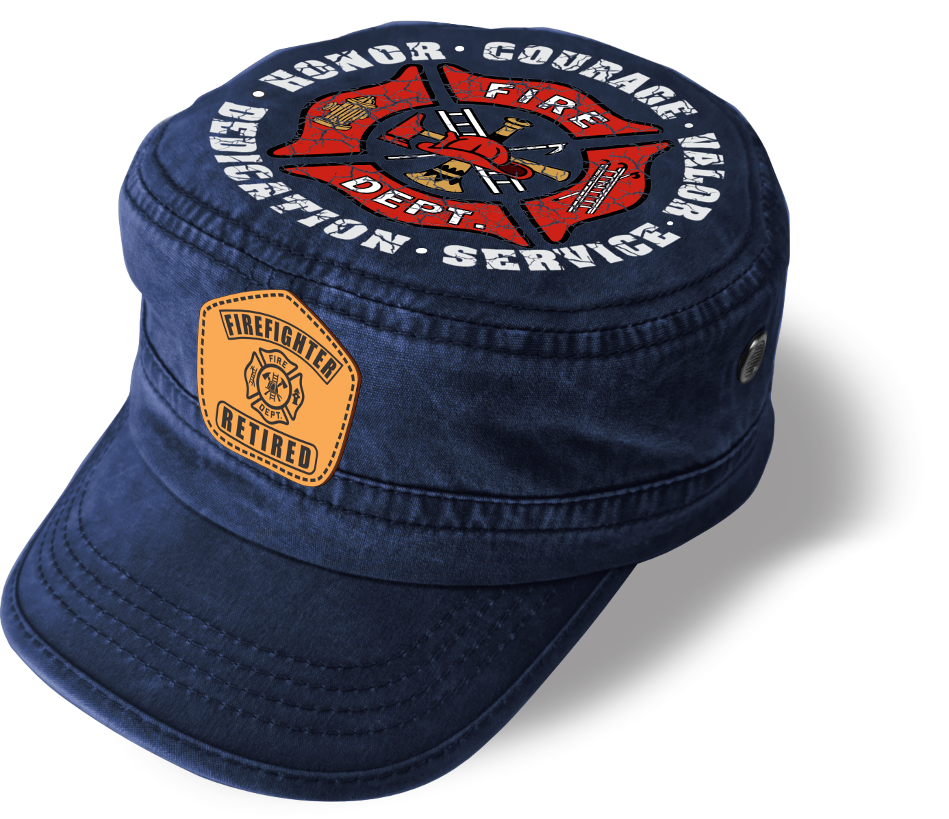 Fire Department RETIRED Patriotic Cap – Adjustable American Hero Military Cap | Unique Design (U.S. Patent Pending)