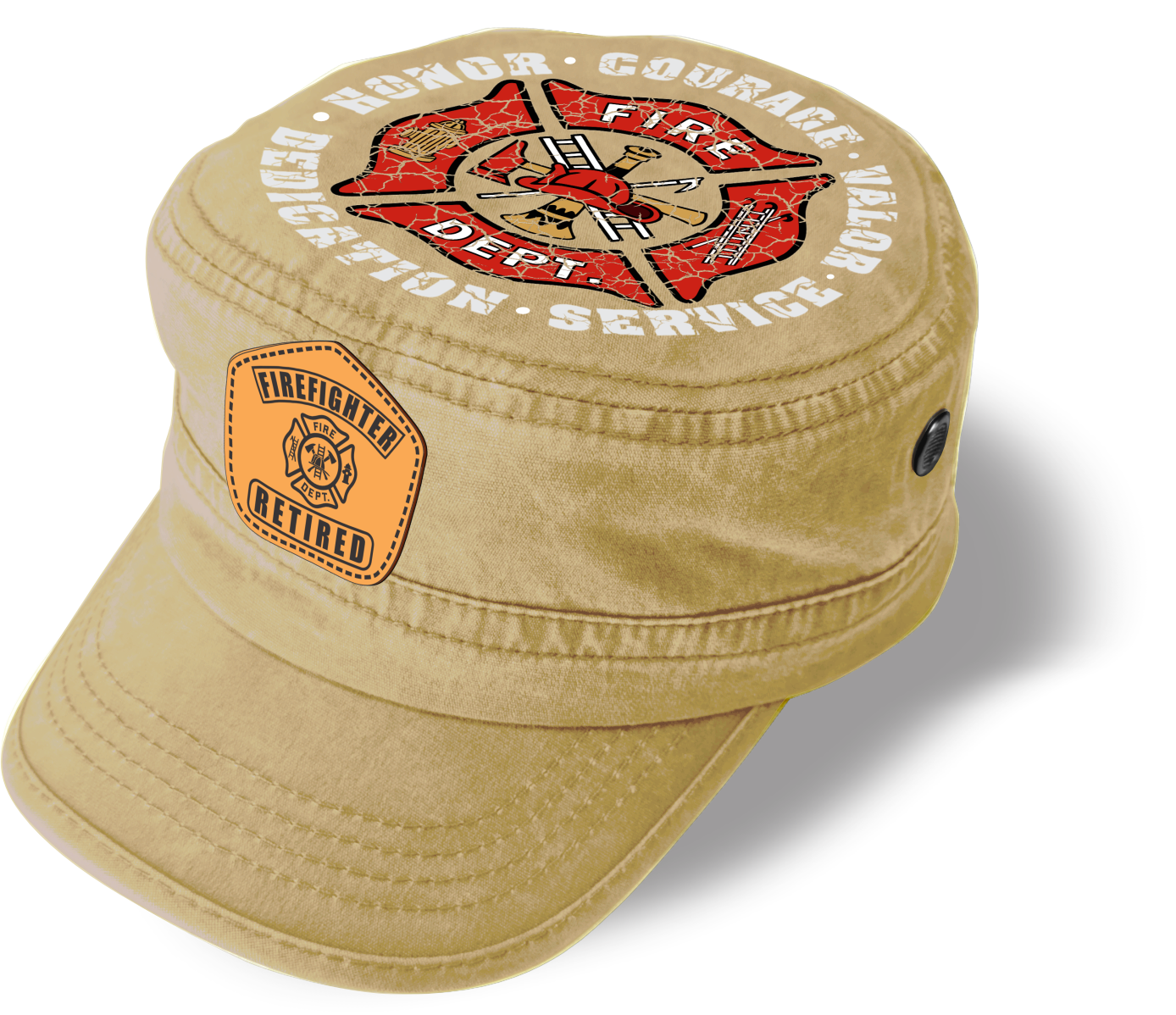 Fire Department RETIRED Patriotic Cap – Adjustable American Hero Military Cap | Unique Design (U.S. Patent Pending)