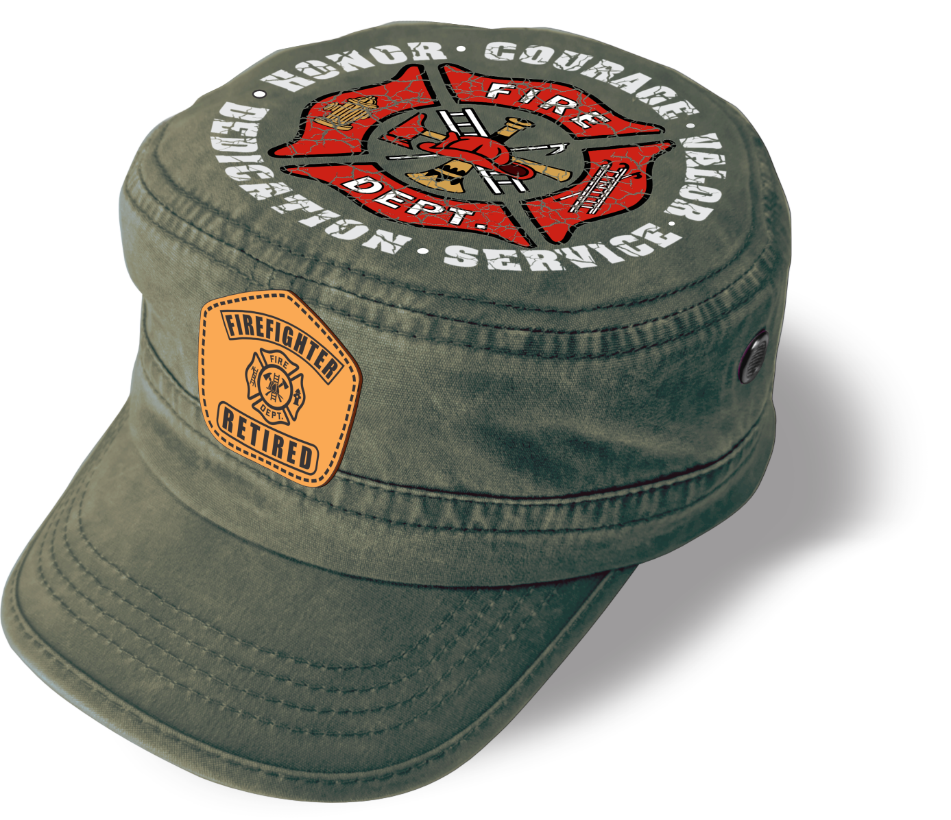 Fire Department RETIRED Patriotic Cap – Adjustable American Hero Military Cap | Unique Design (U.S. Patent Pending)