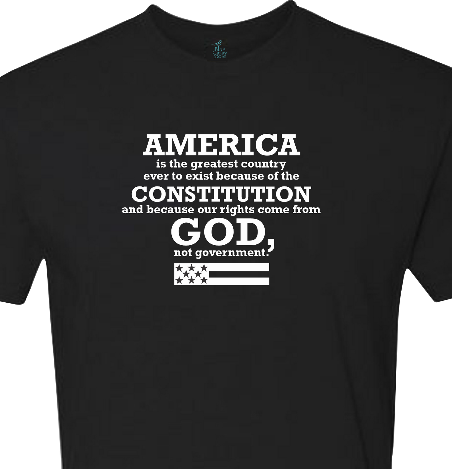 T-Shirt - America is the greatest country ever to exist because of the Constitution and because our rights come from God, not government.