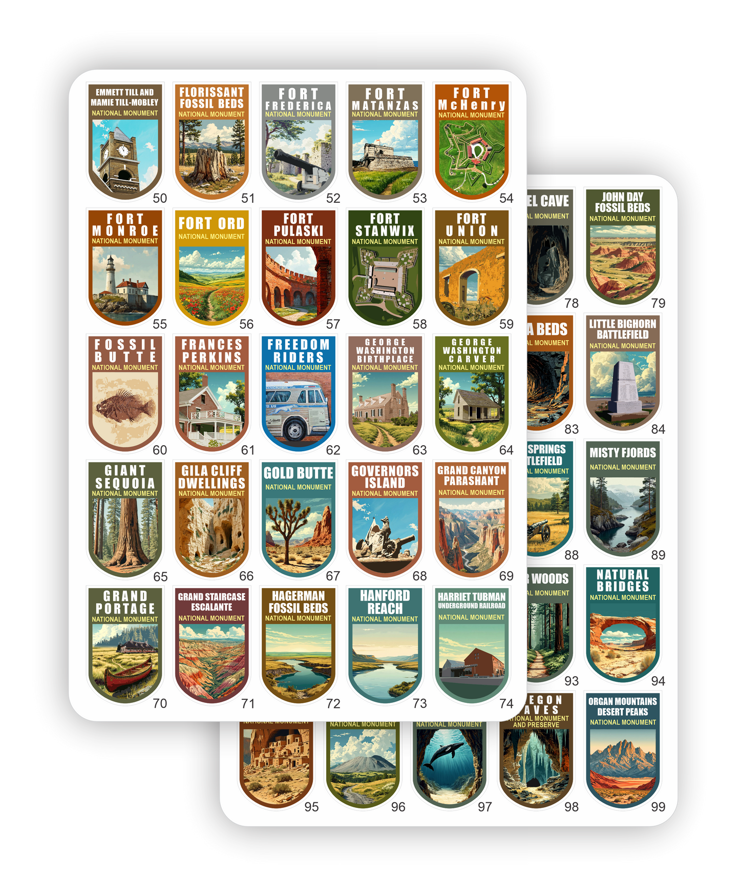 138 US National Monuments 1x1.5 for Travel Book, Bucket List Attractions of The USA (1x1.5 Monument)