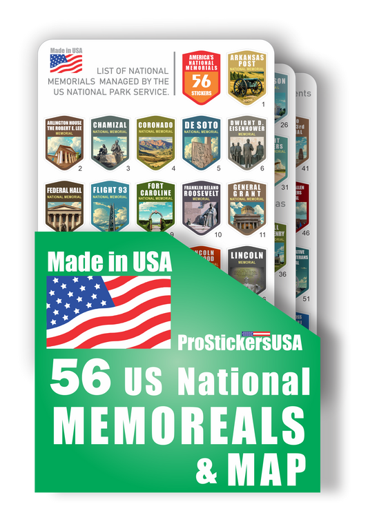 List of National Memorials of The United States. National Attractions of The USA (Memorial 1x1.4)