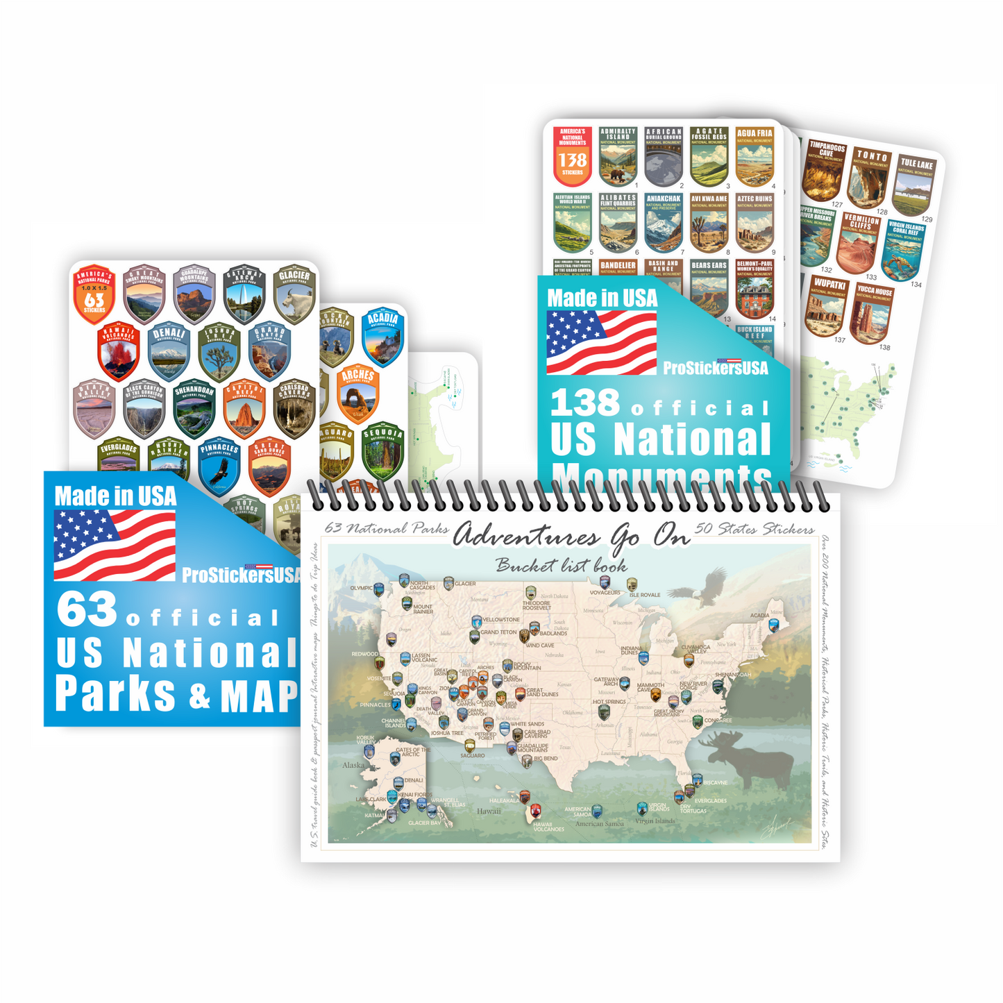 Travel colorful Book with stickers 63 US National Parks.