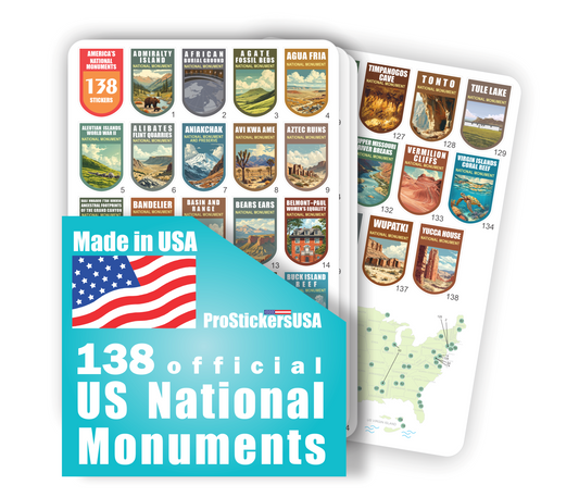 138 US National Monuments 1x1.5 for Travel Book, Bucket List Attractions of The USA (1x1.5 Monument)